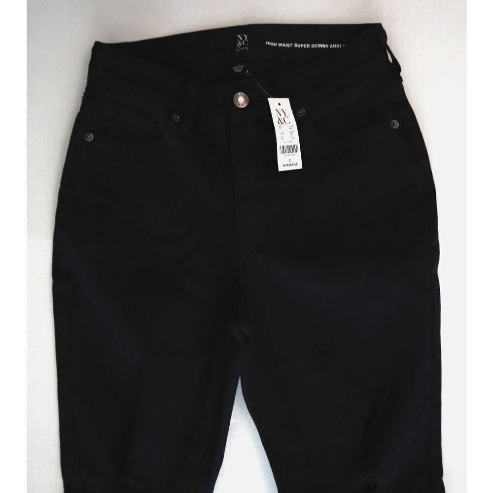 New York & Co. Women Sz 2 Average High Waist Super Skinny Ankle Distressed Jeans - Picture 6 of 9